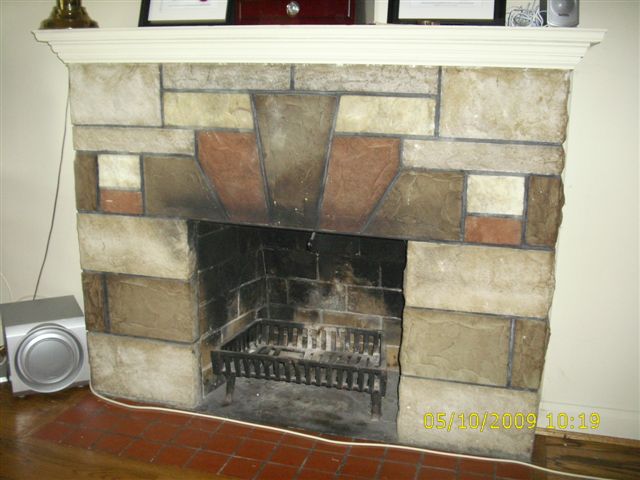 Wood burning fireplace