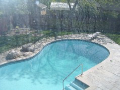 View of the pool from upstairs bedroom window 