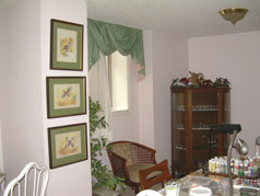 Dining room in lower level with large window