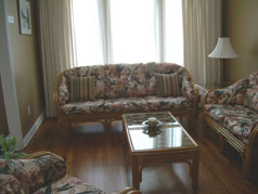 Living room with gleaming hardwood